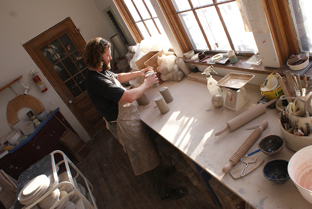 Newschool Pottery - Wedging clay as a potter in my studio